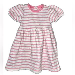 EUC Cat & Jack 2T pink stripped Cotton dress rainbow speckled detail